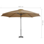 Gembinis sodo skėtis su aliuminio stulpu, taupe, 300cm