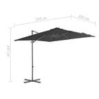 Gembinis sodo skėtis su plieniniu stulpu, antracito, 250x250cm