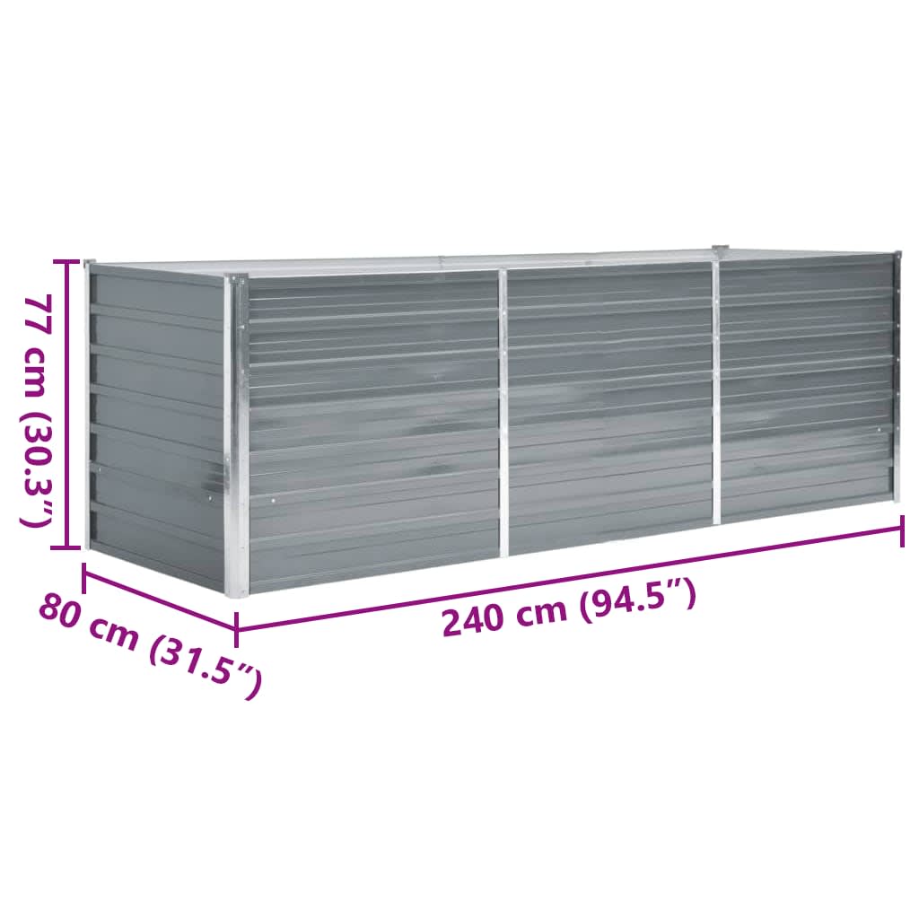 Lovelis, pilkas, galvanizuotas plienas, 240x80x77cm