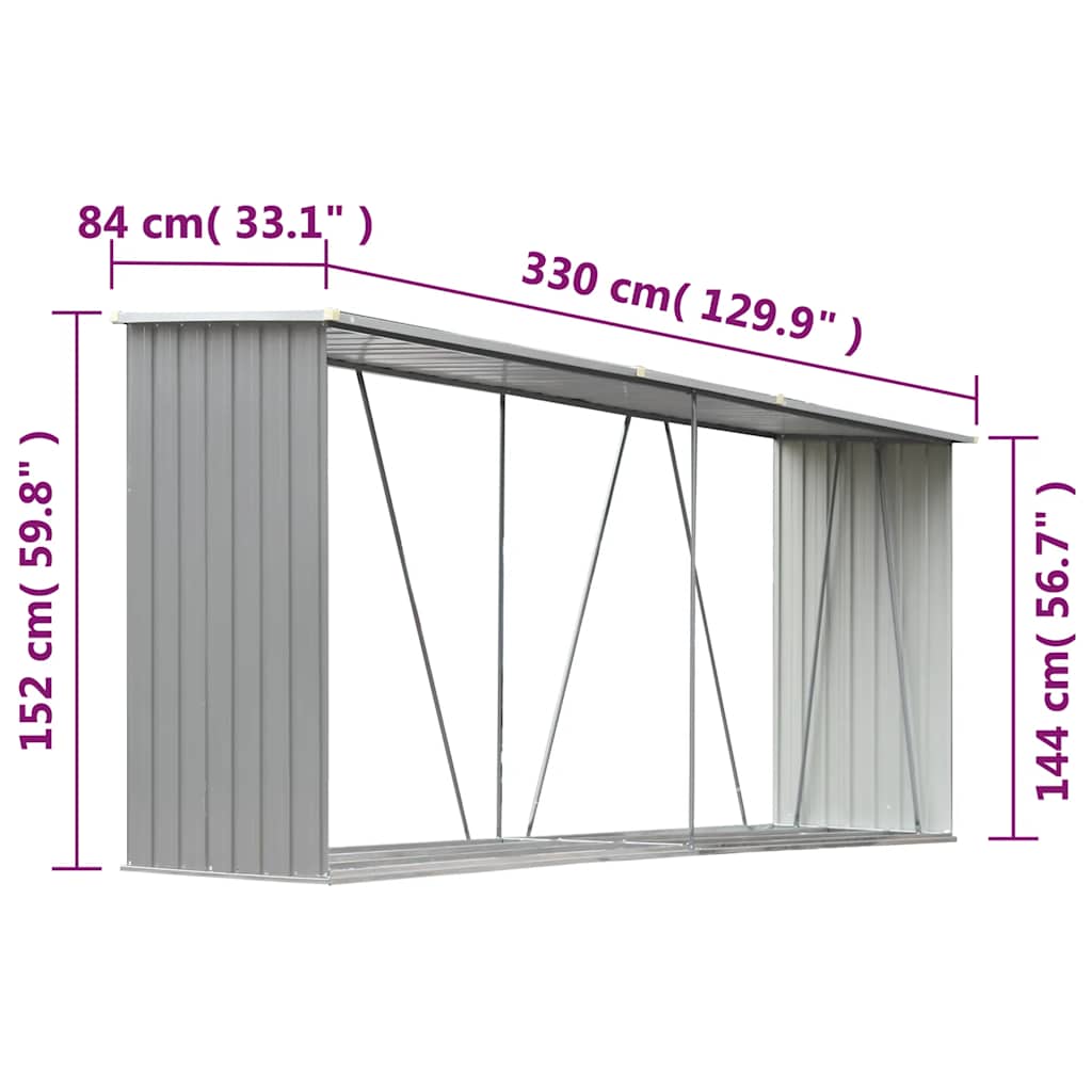 Sodo malkinė, galvanizuotas plienas, 330x84x152cm, pilka