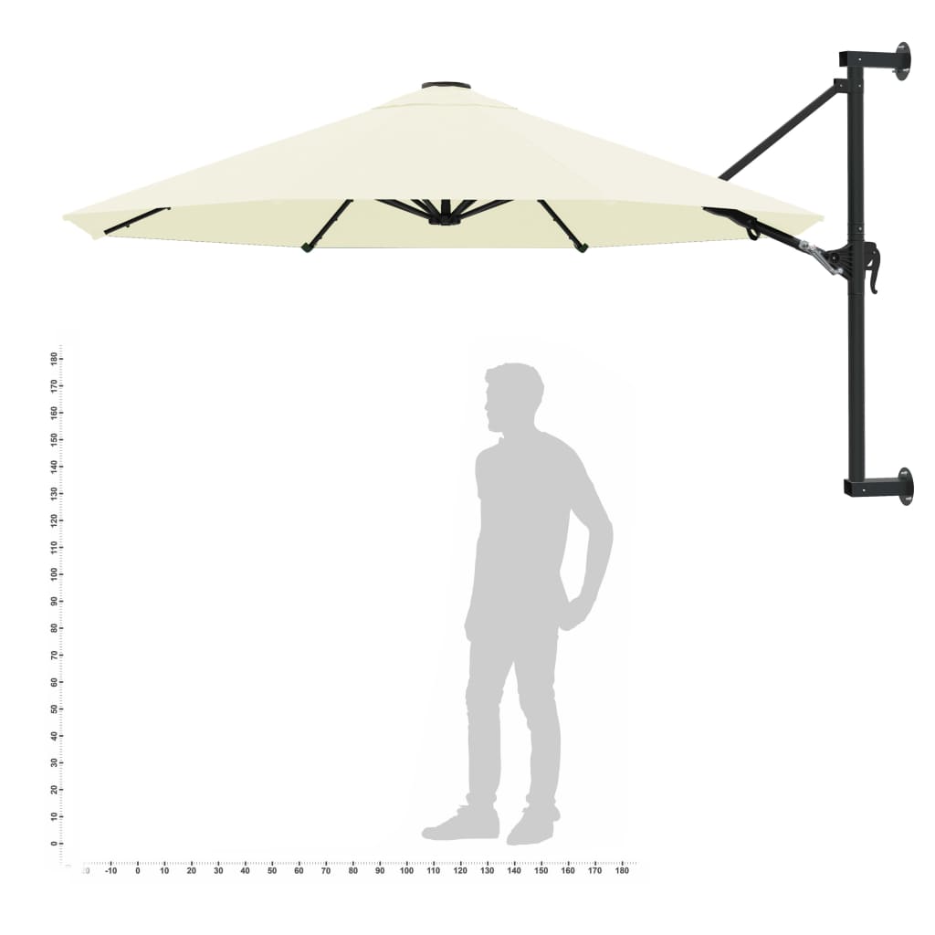 Prie sienos montuojamas skėtis su stulpu, 300cm