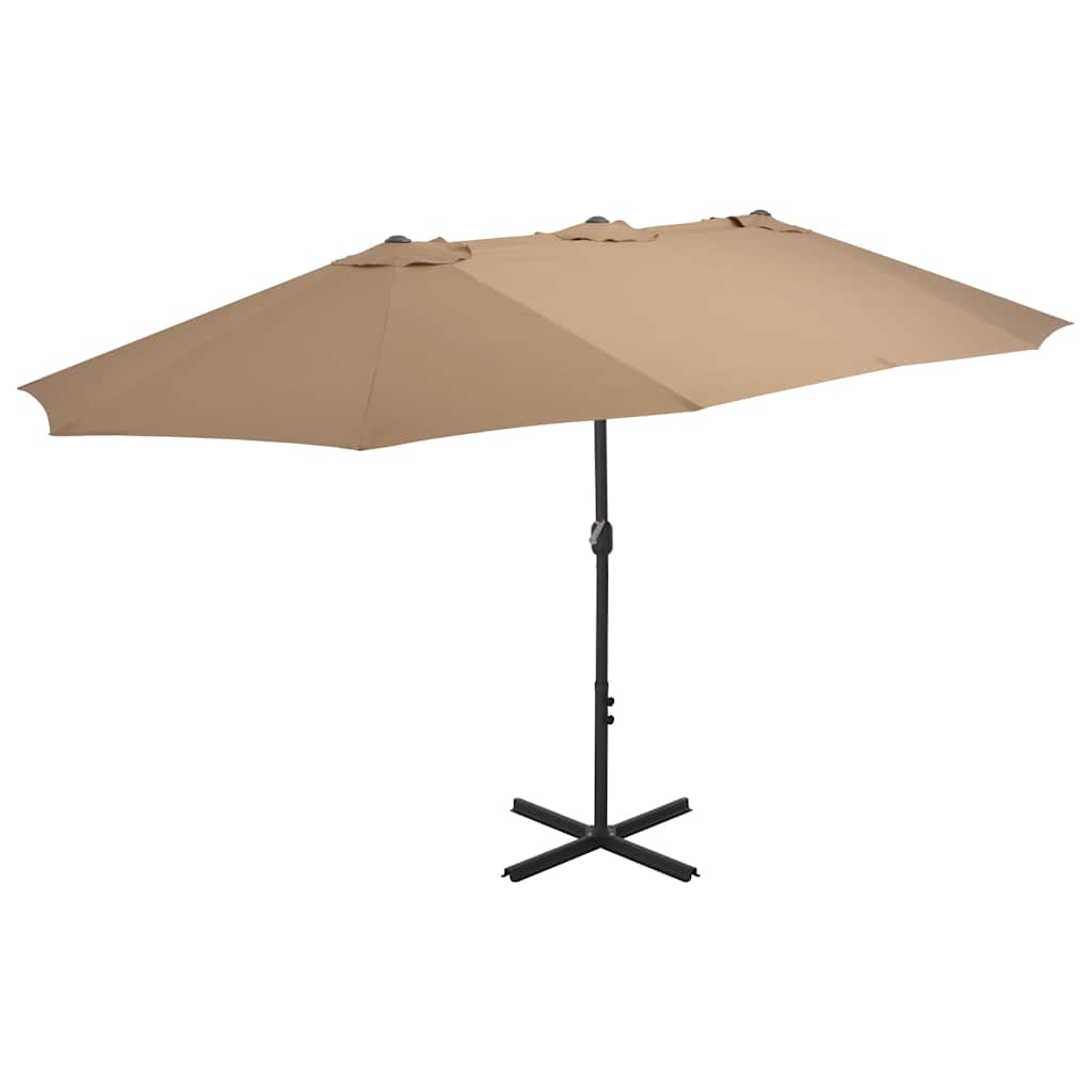 Lauko skėtis nuo saulės su aliuminio stulpu, juodas, 460x270cm