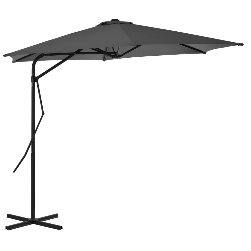 Lauko skėtis nuo saulės su plieniniu stulpu, žalias, 300cm