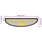 Laiptų kilimėliai, 15 vnt., 56x17x3 cm, antracito spalvos, pusapvaliai