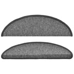 Laiptų kilimėliai, 15 vnt., 56x17x3 cm, tamsiai pilki, pusapvaliai
