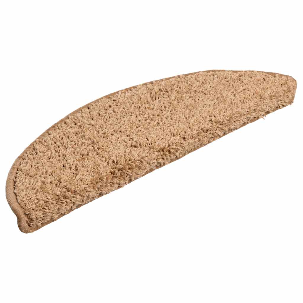 Laiptų kilimėliai, 15 vnt., 56x17x3 cm, smėlio spalvos, pusapvaliai