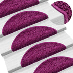 Laiptų kilimėliai, 15 vnt., 56x17x3 cm, violetiniai, pusapvaliai