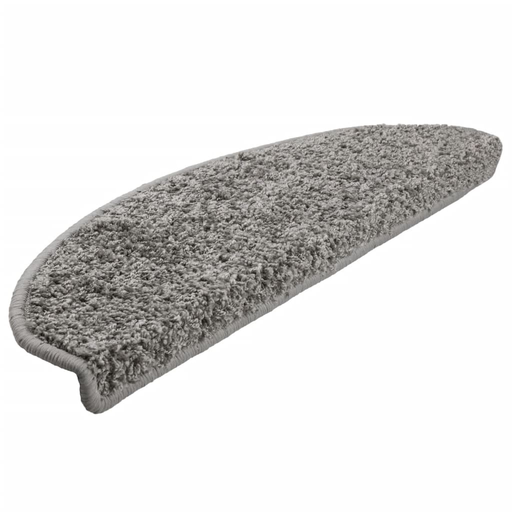 Laiptų kilimėliai, 15 vnt., pilki, 65x21x4 cm, dideli, pusapvaliai