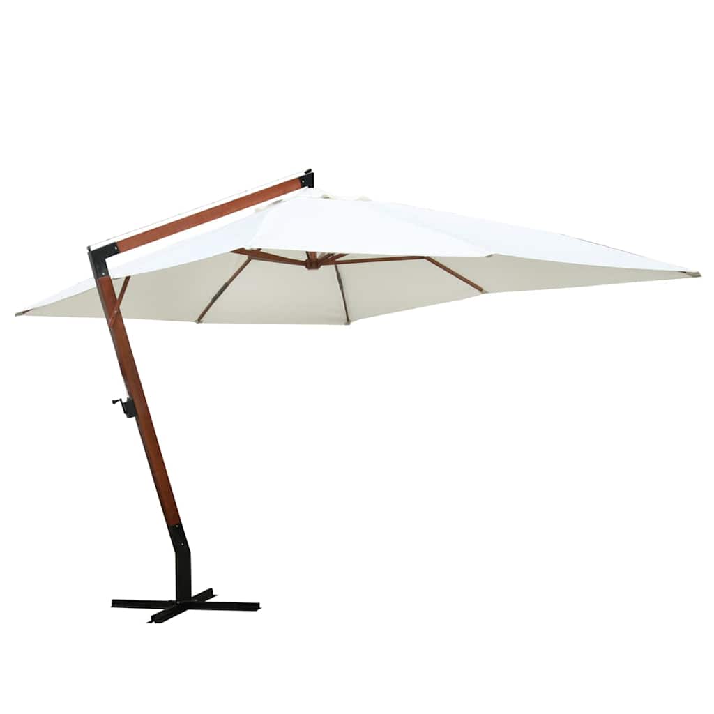 Kabantis skėtis nuo saulės su mediniu stulpu, juodas, 400x300cm