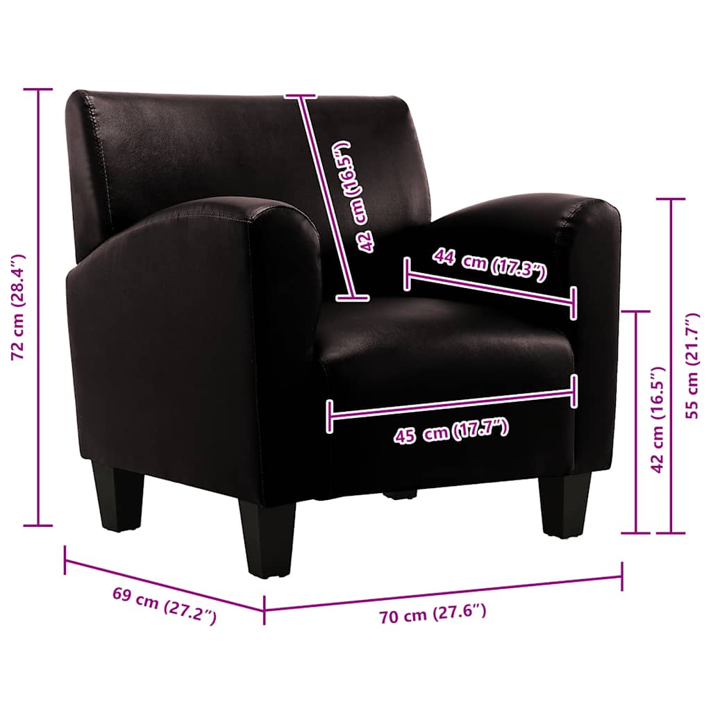Sofa-kėdė, tamsiai ruda, dirbtinė oda