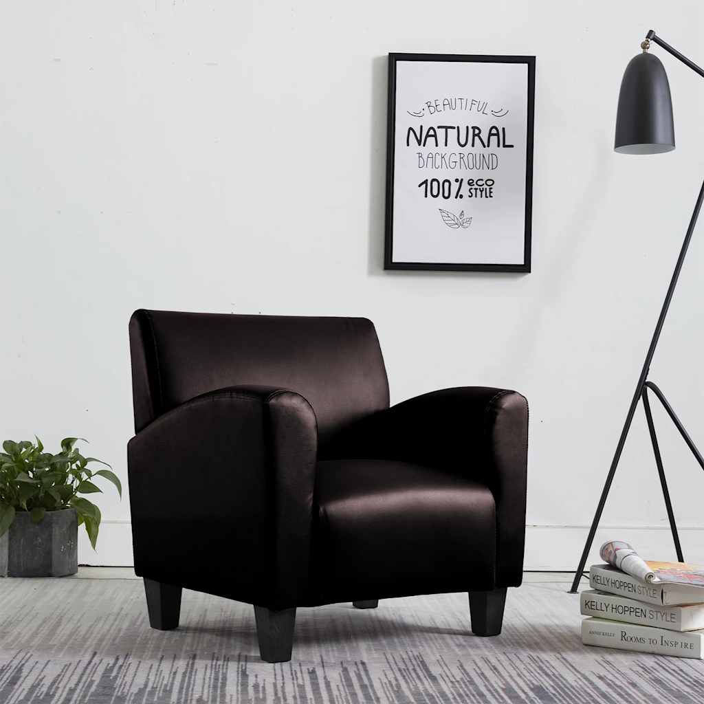 Sofa-kėdė, tamsiai ruda, dirbtinė oda