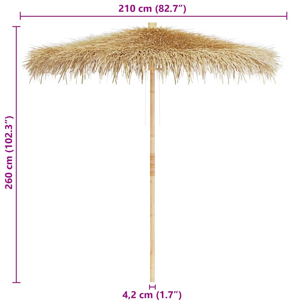 Skėtis nuo saulės, bambukas, su stogu iš bananų lapų