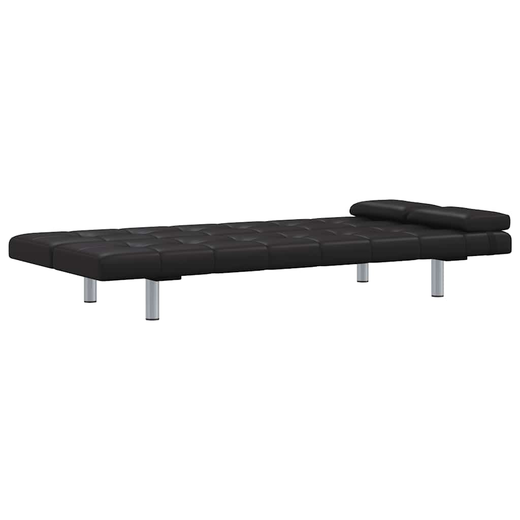 Sofa lova su dviem pagalv., dirbtinė oda, reguliuoj., juoda