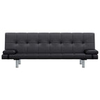 Sofa lova su dviem pagalv., dirbtinė oda, reguliuoj., juoda