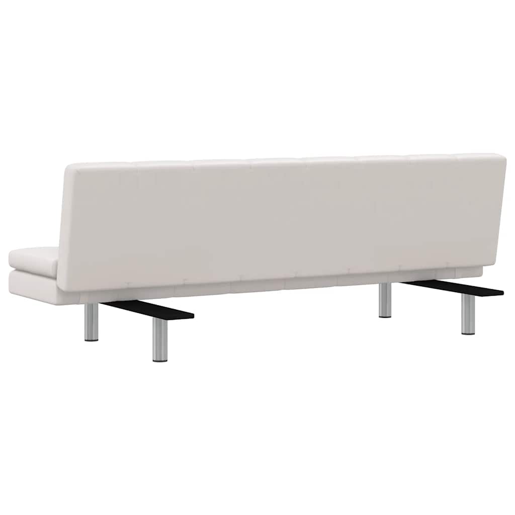 Sofa lova su 2 pagalv., dirbt. oda, reguliuojama, krem. balta