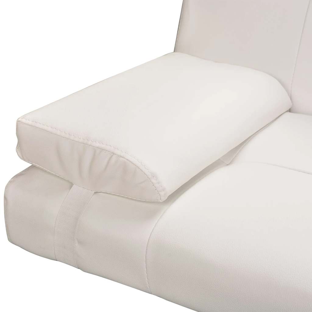 Sofa lova su 2 pagalv., dirbt. oda, reguliuojama, krem. balta
