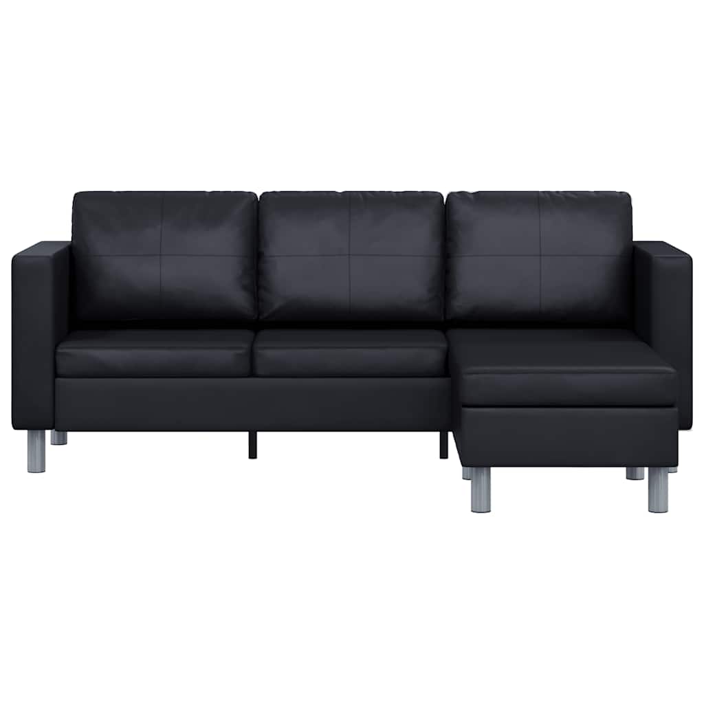 Sofa, trivietė, dirbtinė oda, juoda