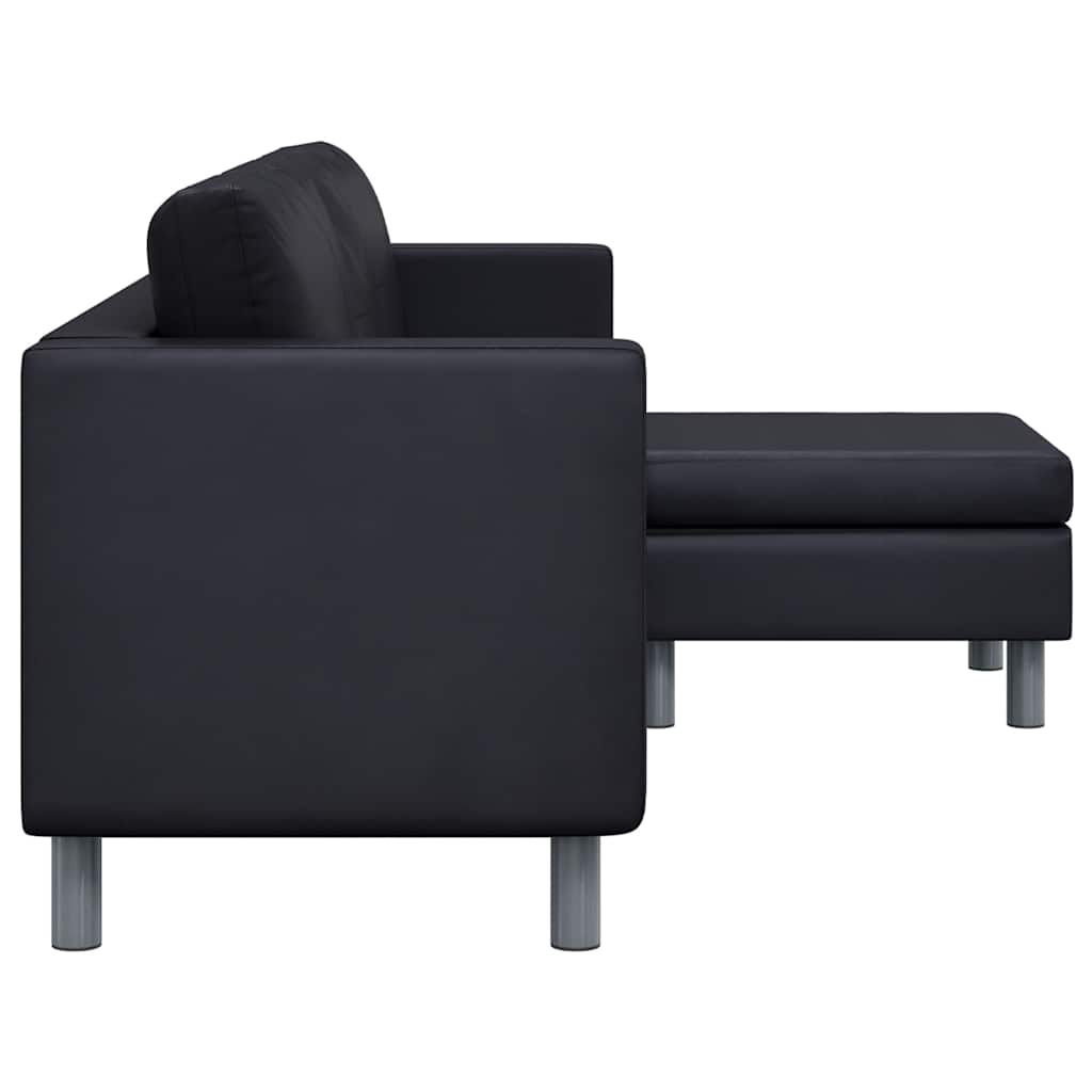 Sofa, trivietė, dirbtinė oda, juoda