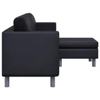 Sofa, trivietė, dirbtinė oda, juoda