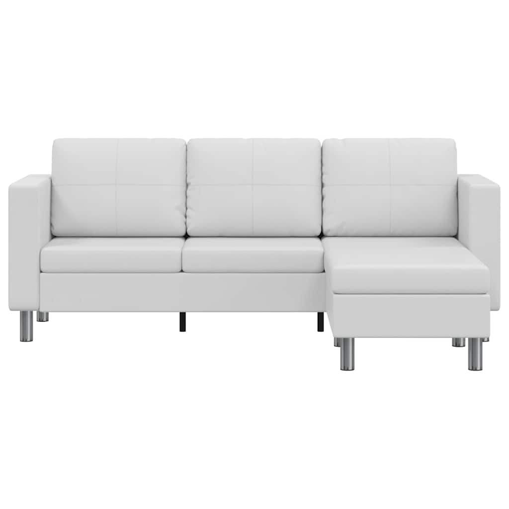 Sofa, trivietė, dirbtinė oda, balta