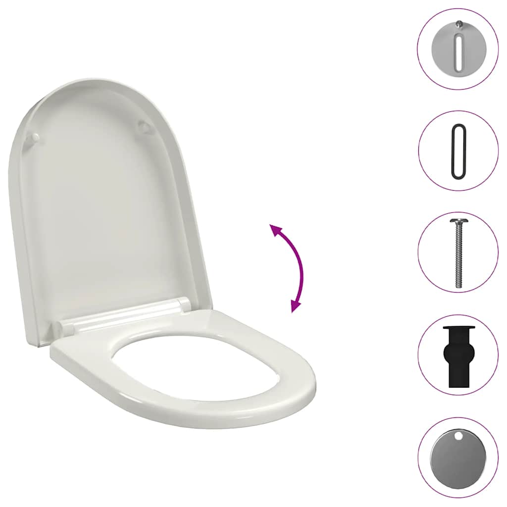 Klozeto sėdynė su Soft Close mechanizmu, kvadrato formos, balta