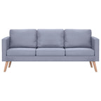 Trivietė sofa, audinys, šviesiai pilka