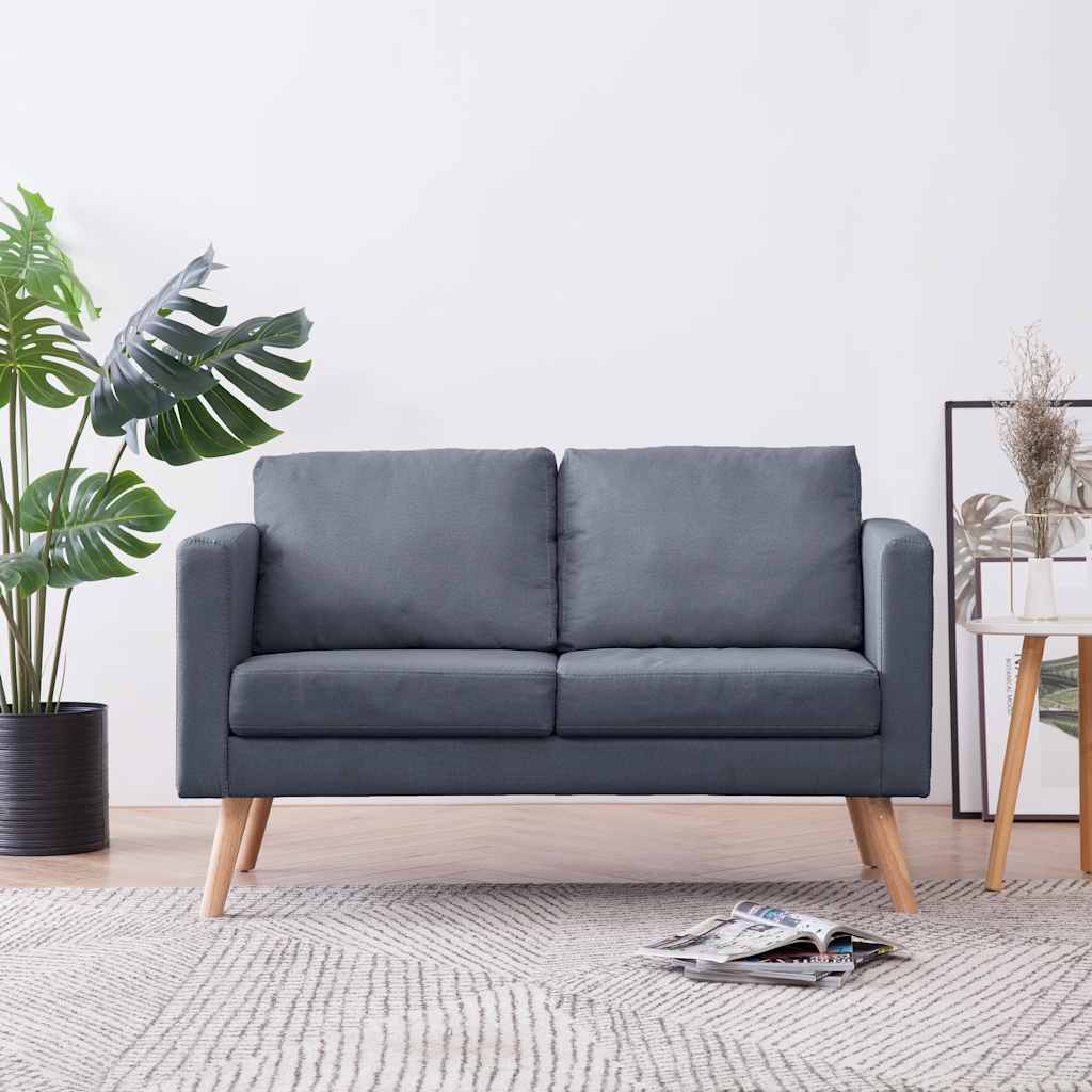 Dvivietė sofa, audinys, tamsiai pilka