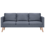 Trivietė sofa, audinys, tamsiai pilka