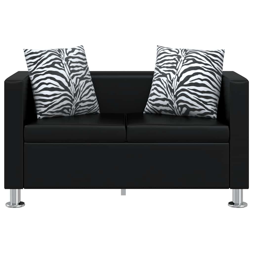 Sofa, dvivietė, dirbtinė oda, juoda