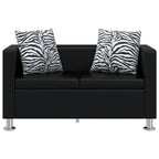 Sofa, dvivietė, dirbtinė oda, juoda