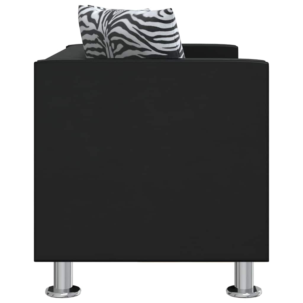 Sofa, dvivietė, dirbtinė oda, juoda