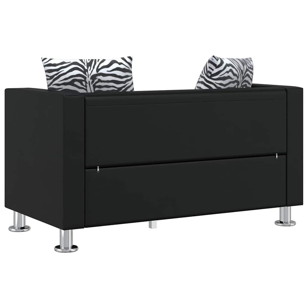 Sofa, dvivietė, dirbtinė oda, juoda