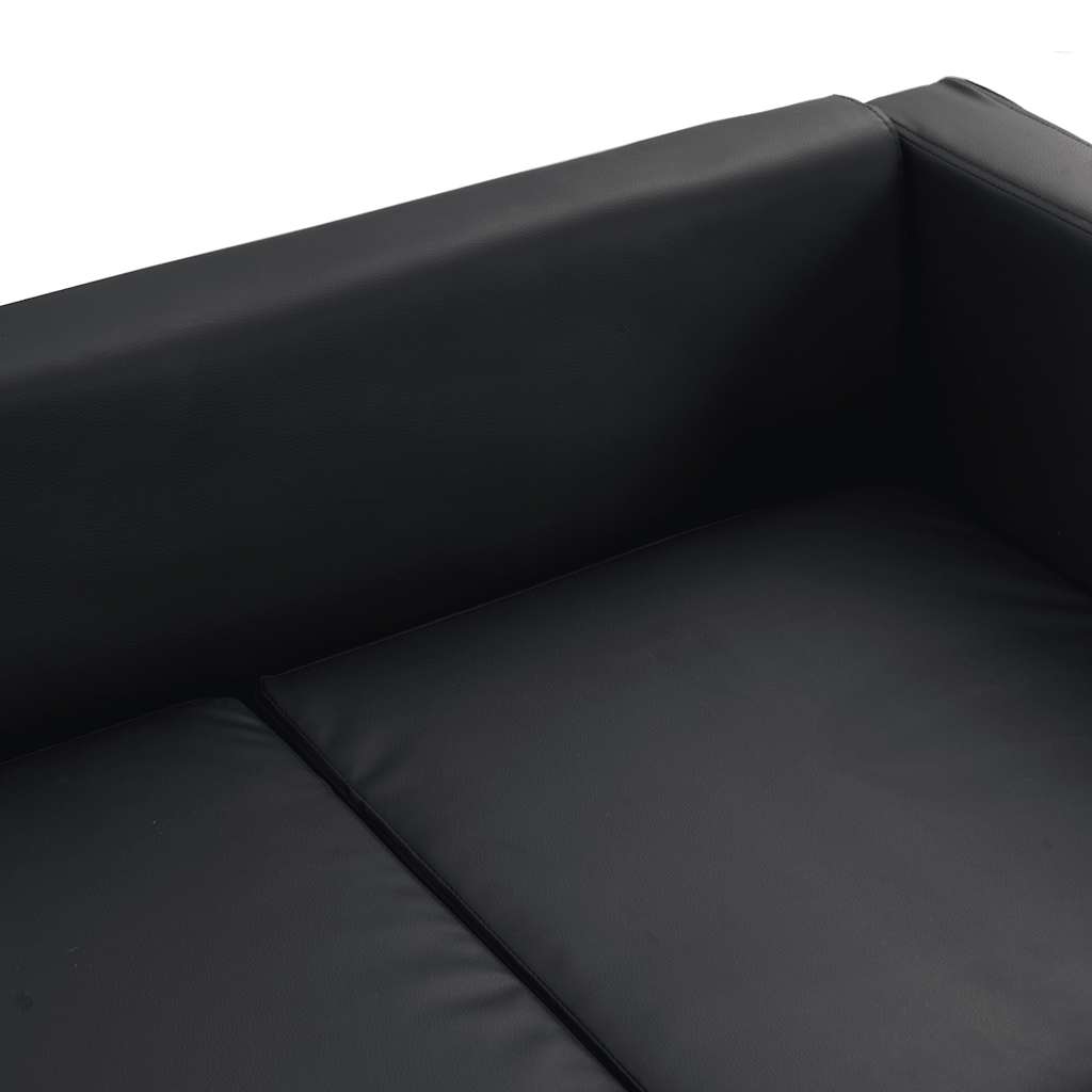 Sofa, dvivietė, dirbtinė oda, juoda