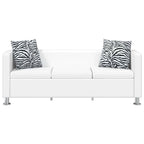 Sofa, balta, trivietė, dirbtinė oda