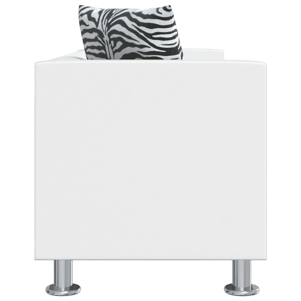 Sofa, balta, trivietė, dirbtinė oda