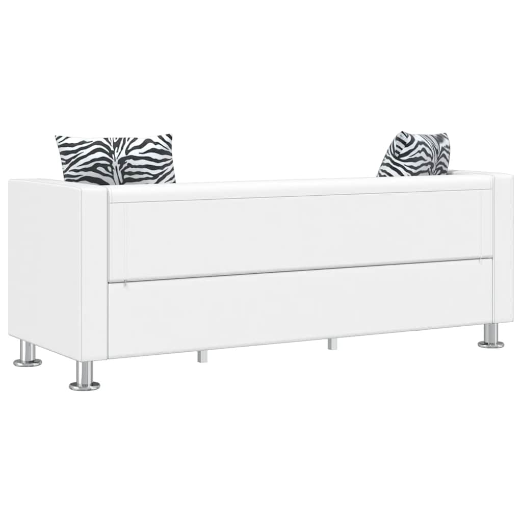 Sofa, balta, trivietė, dirbtinė oda