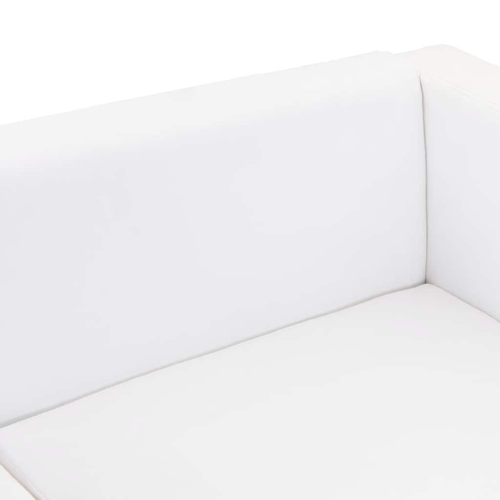 Sofa, balta, trivietė, dirbtinė oda