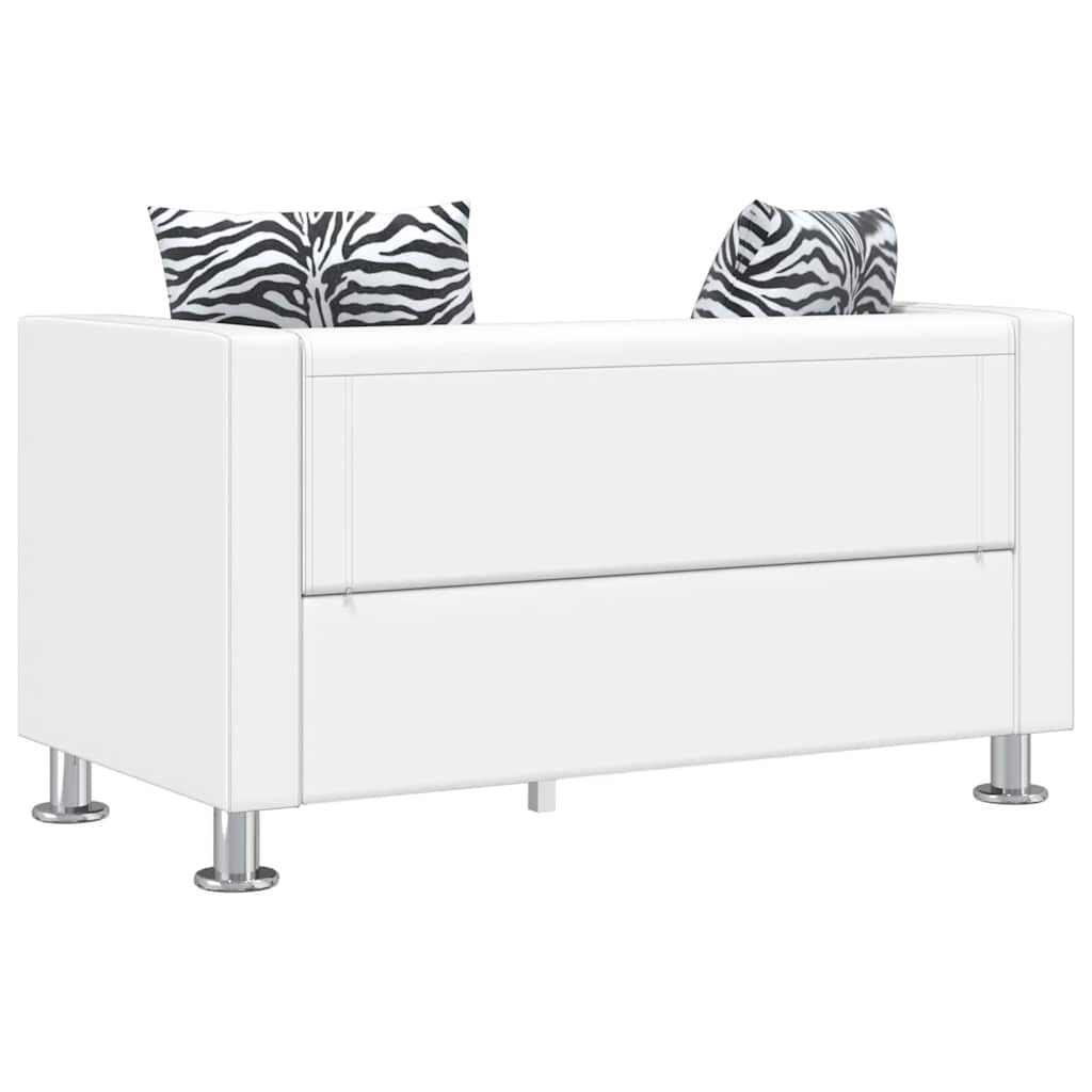 Sofa, dvivietė, dirbtinė oda, balta