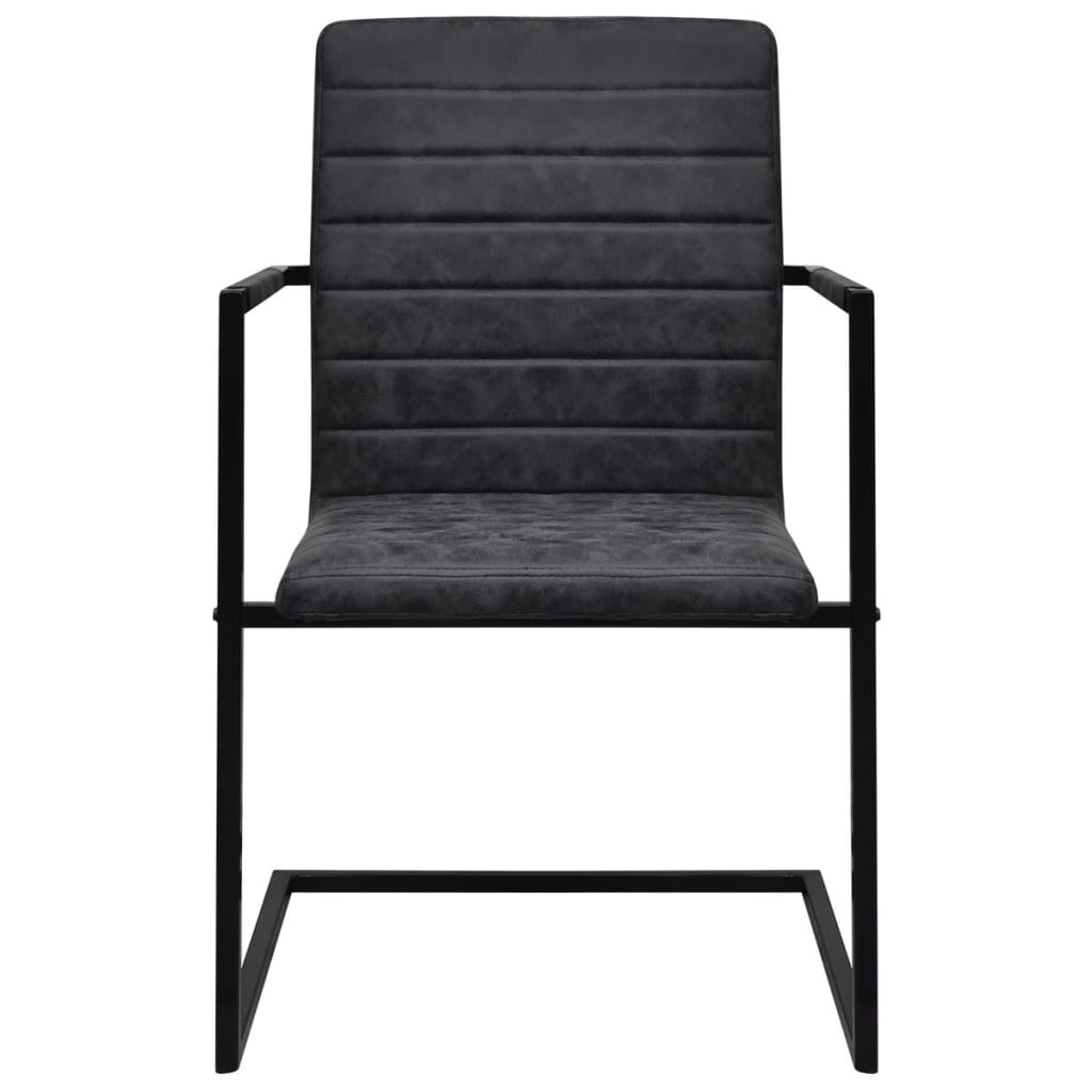 Gembinės valgomojo kėdės, 2vnt., juodos spalvos, dirbtinė oda