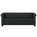 Chesterfield trivietė sofa, dirbtinė oda, juoda