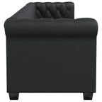 Chesterfield trivietė sofa, dirbtinė oda, juoda