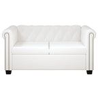 Chesterfield dvivietė sofa, dirbtinė oda, balta