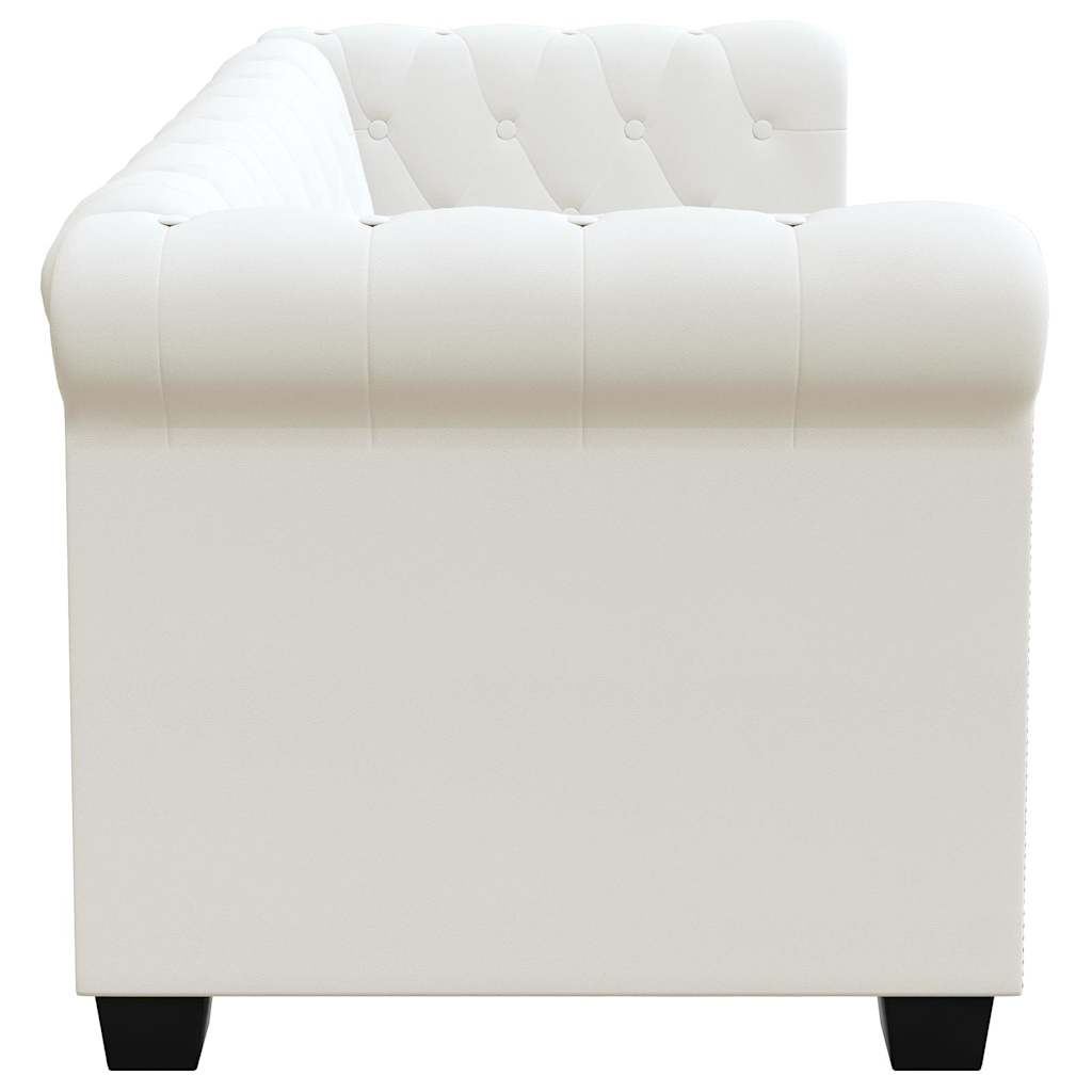 Chesterfield dvivietė sofa, dirbtinė oda, balta