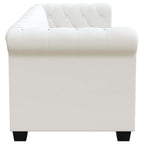 Chesterfield dvivietė sofa, dirbtinė oda, balta