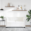 Chesterfield dvivietė sofa, dirbtinė oda, balta