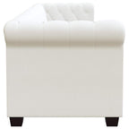 Chesterfield trivietė sofa, dirbtinė oda, balta