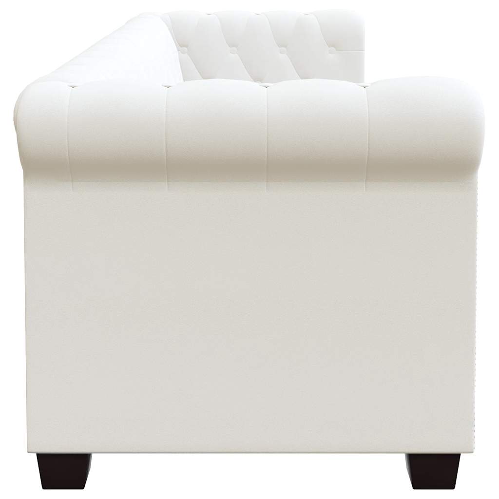 Chesterfield trivietė sofa, dirbtinė oda, balta