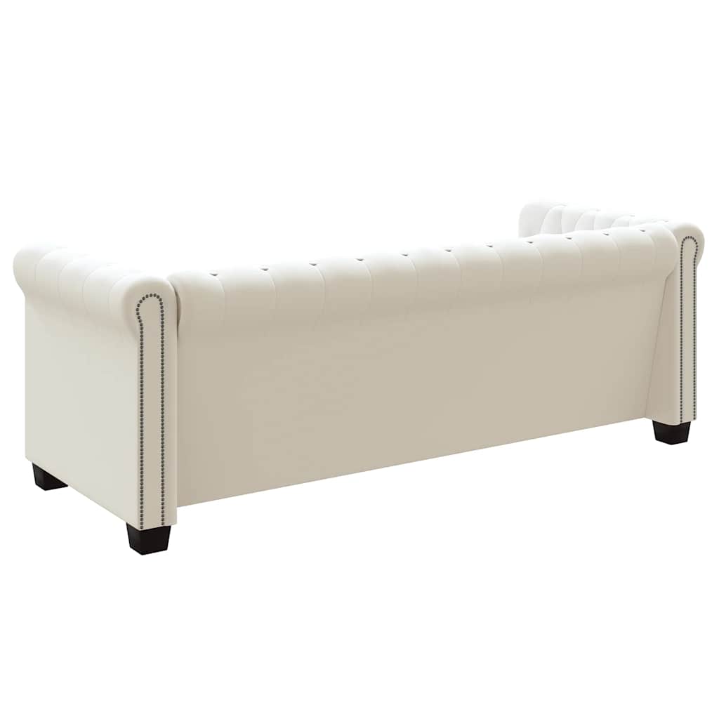 Chesterfield trivietė sofa, dirbtinė oda, balta