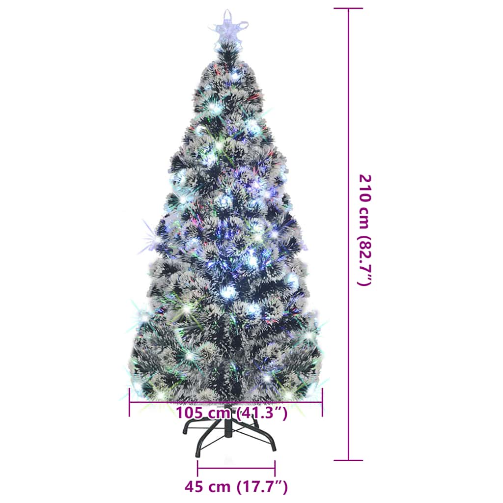 Apšviesta Kalėdų eglutė su stovu ir LED, 210cm, optinis pluoštas