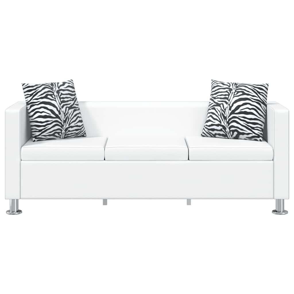 Sofos komplektas, baltas, dirbtinė oda, 3-vietis ir 2-vietis